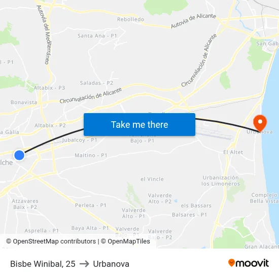 Bisbe Winibal, 25 to Urbanova map