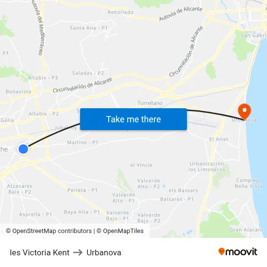 Ies Victoria Kent to Urbanova map