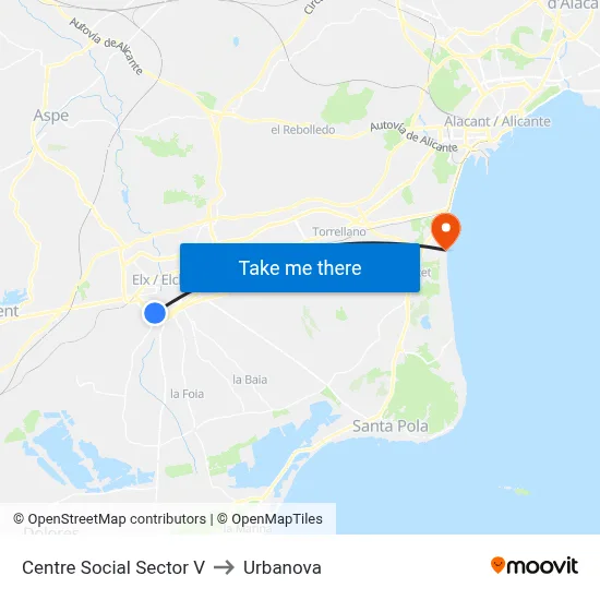 Centre Social Sector V to Urbanova map