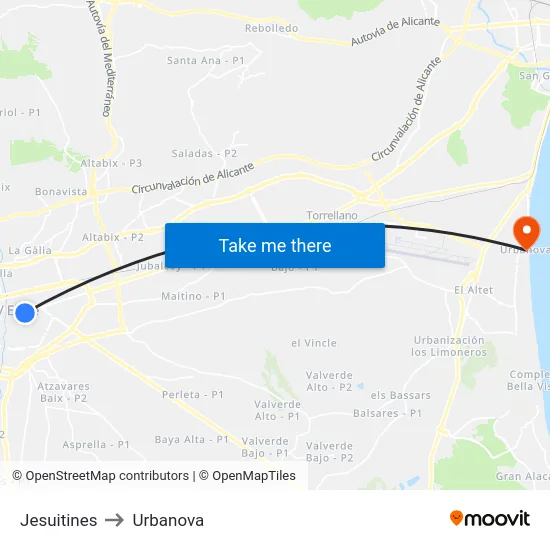 Jesuitines to Urbanova map