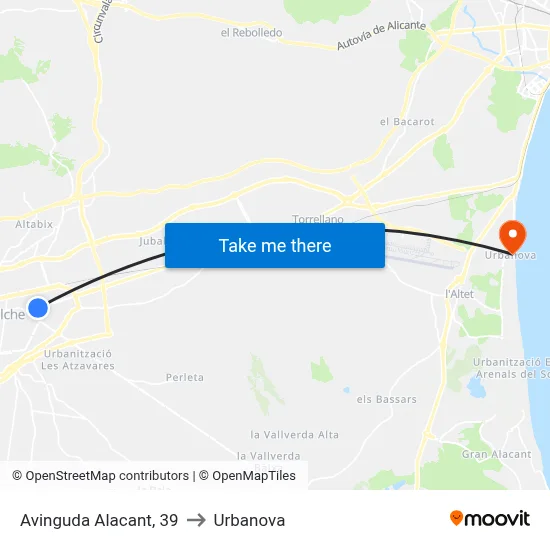 Avinguda Alacant, 39 to Urbanova map