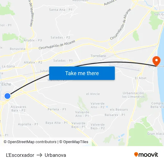 L'Escorxador to Urbanova map
