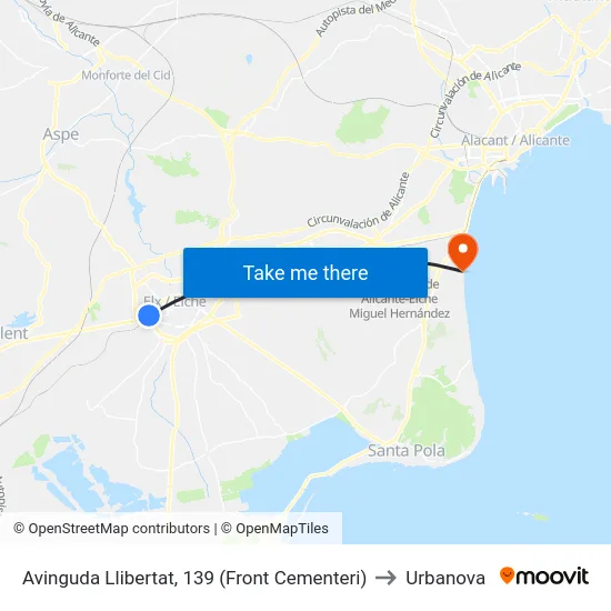 Avinguda Llibertat, 139 (Front Cementeri) to Urbanova map