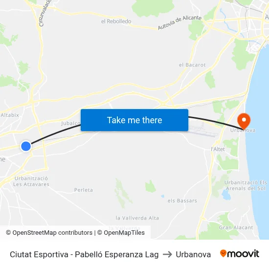 Ciutat Esportiva - Pabelló Esperanza Lag to Urbanova map