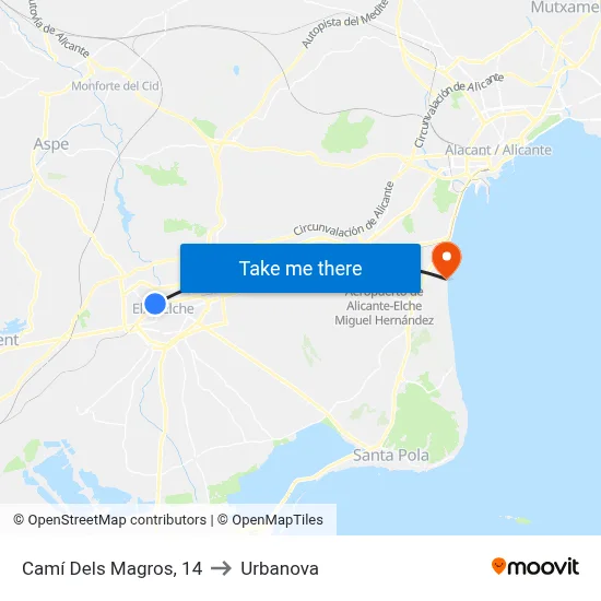 Camí Dels Magros, 14 to Urbanova map