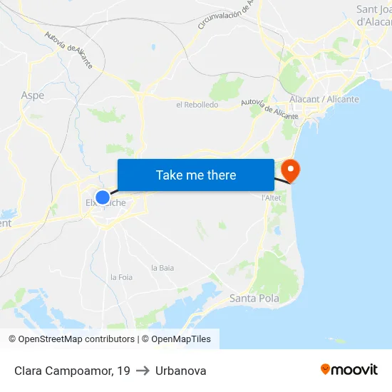 Clara Campoamor, 19 to Urbanova map