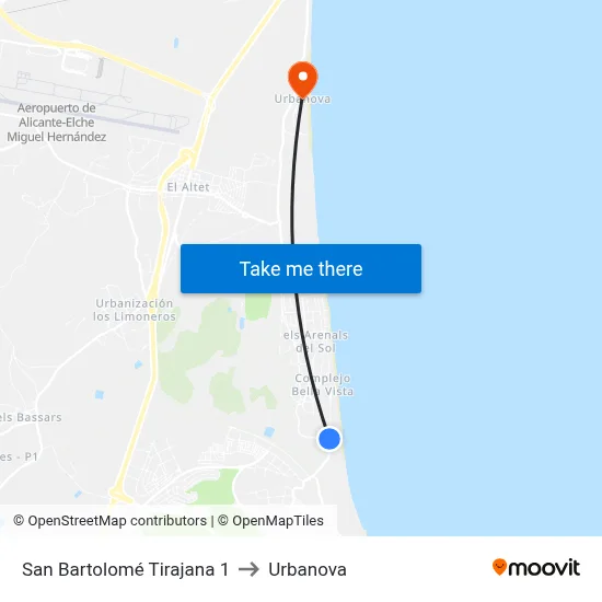 San Bartolomé Tirajana 1 to Urbanova map