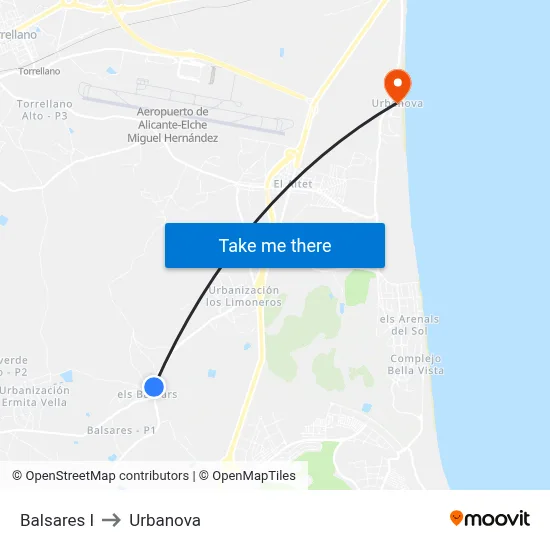 Balsares I to Urbanova map