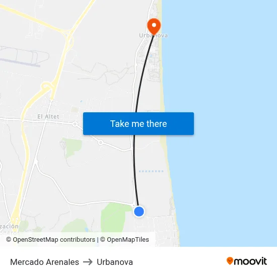 Mercado Arenales to Urbanova map