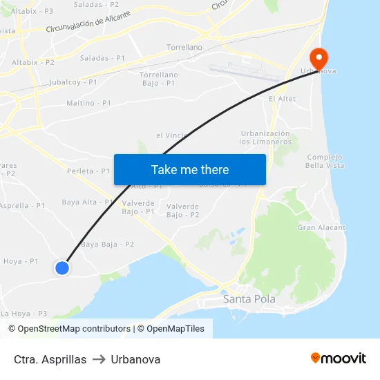 Ctra. Asprillas to Urbanova map