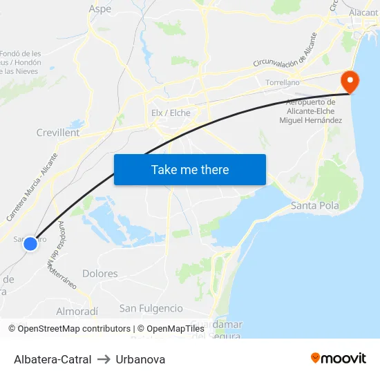 Albatera-Catral to Urbanova map