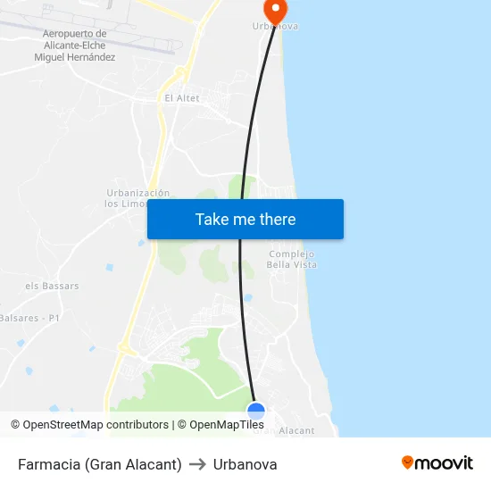 Farmacia (Gran Alacant) to Urbanova map