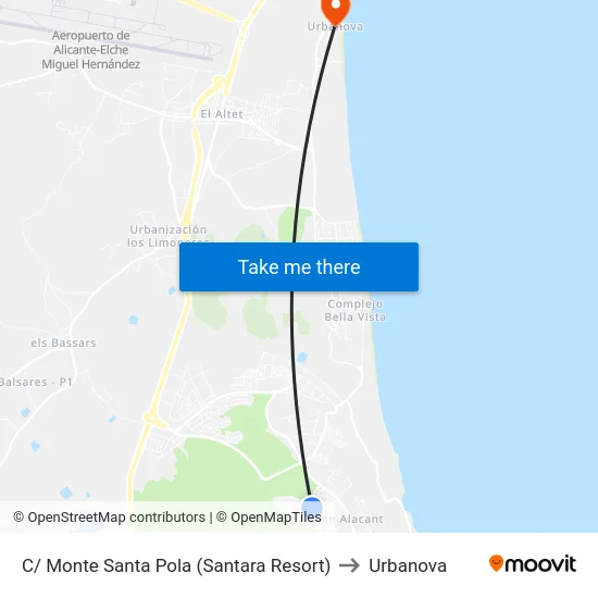 C/ Monte Santa Pola (Santara Resort) to Urbanova map