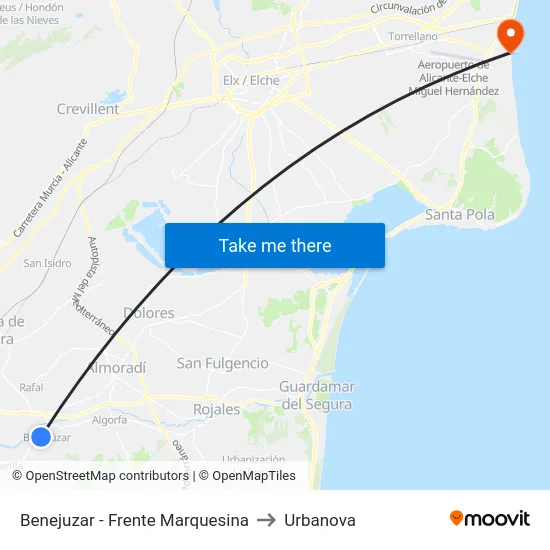 Benejuzar - Frente Marquesina to Urbanova map