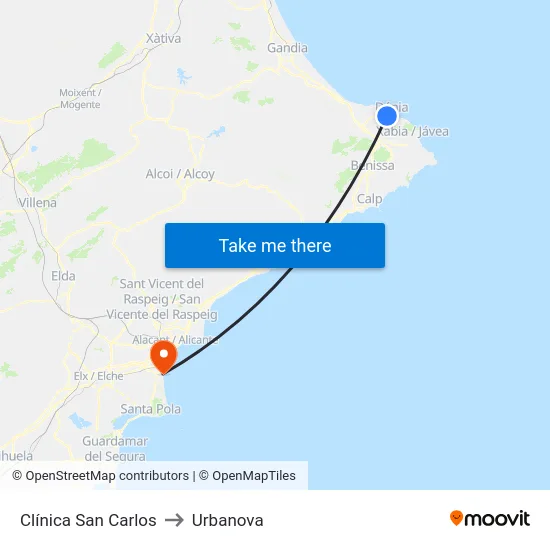 Clínica San Carlos to Urbanova map