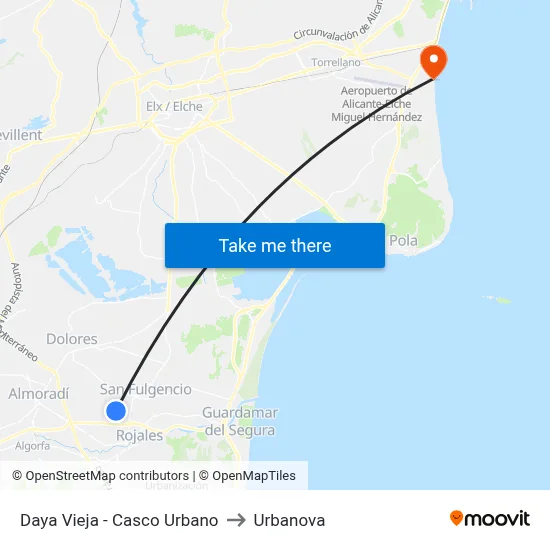 Daya Vieja - Casco Urbano to Urbanova map