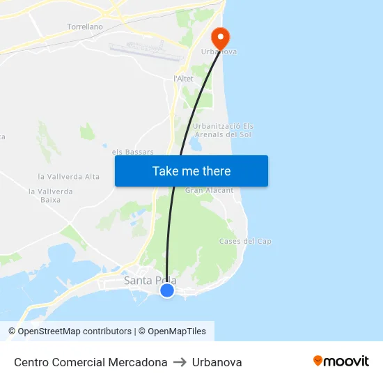 Centro Comercial Mercadona to Urbanova map
