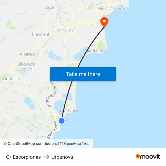 C/ Escorpiones to Urbanova map