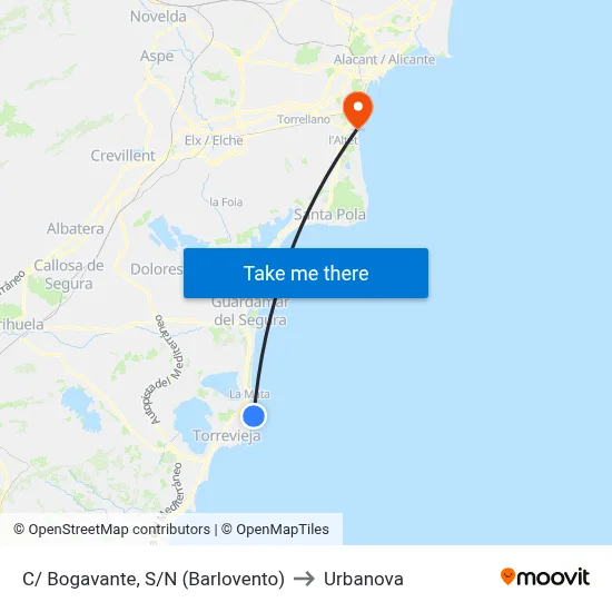 C/ Bogavante, S/N (Barlovento) to Urbanova map