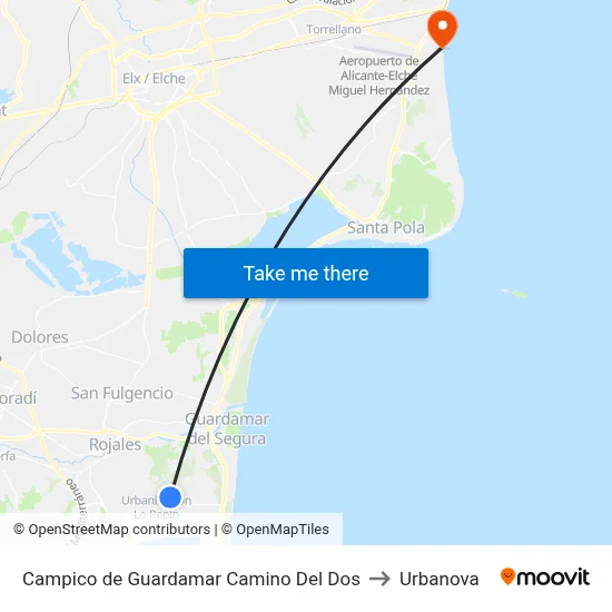 Campico de Guardamar Camino Del Dos to Urbanova map