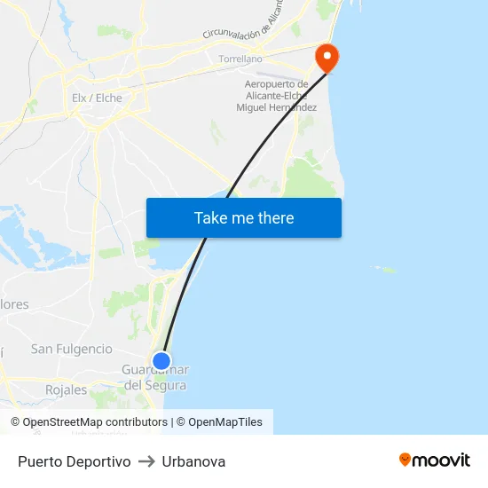 Puerto Deportivo to Urbanova map