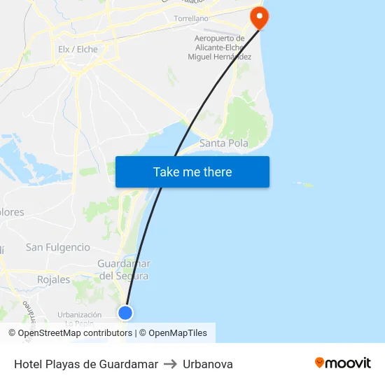 Hotel Playas de Guardamar to Urbanova map
