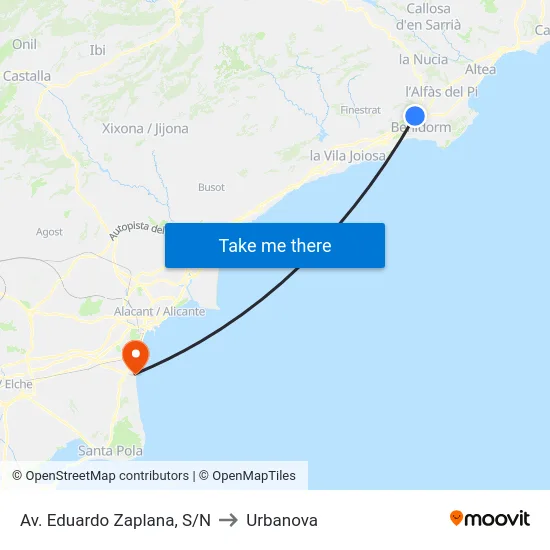 Av. Eduardo Zaplana, S/N to Urbanova map