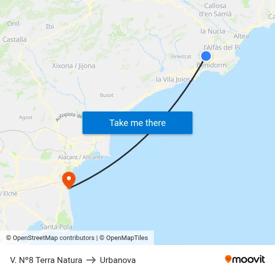 V. Nº8 Terra Natura to Urbanova map