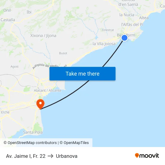 Av. Jaime I, Fr. 22 to Urbanova map