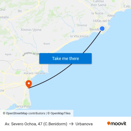 Av. Severo Ochoa, 47 (C.Benidorm) to Urbanova map