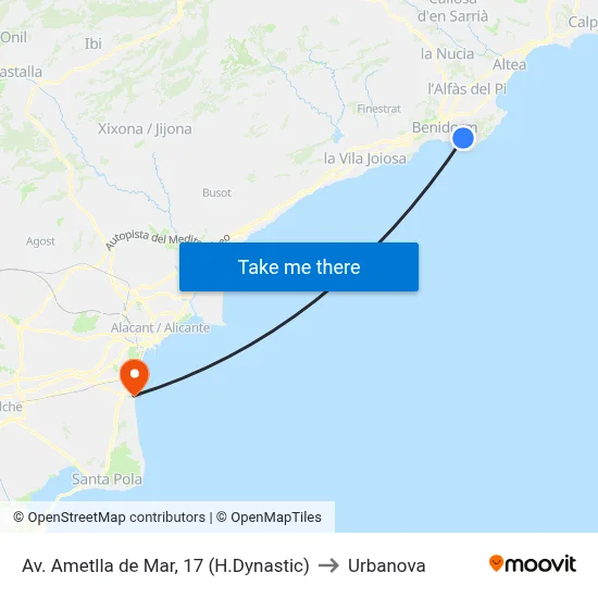 Av. Ametlla de Mar, 17 (H.Dynastic) to Urbanova map