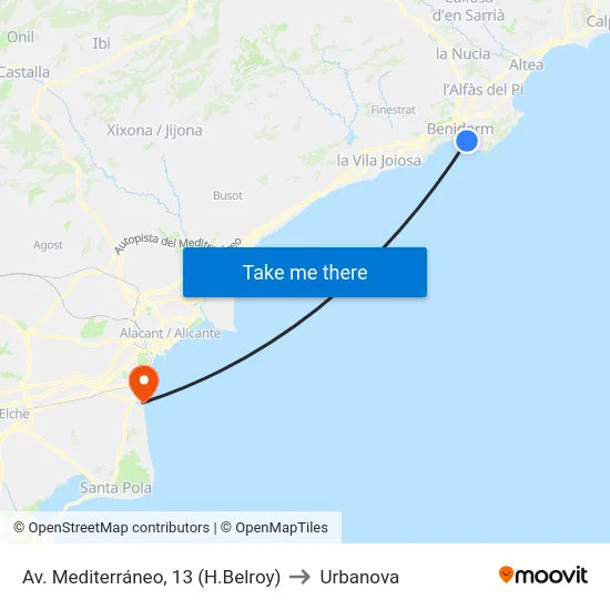 Av. Mediterráneo, 13 (H.Belroy) to Urbanova map