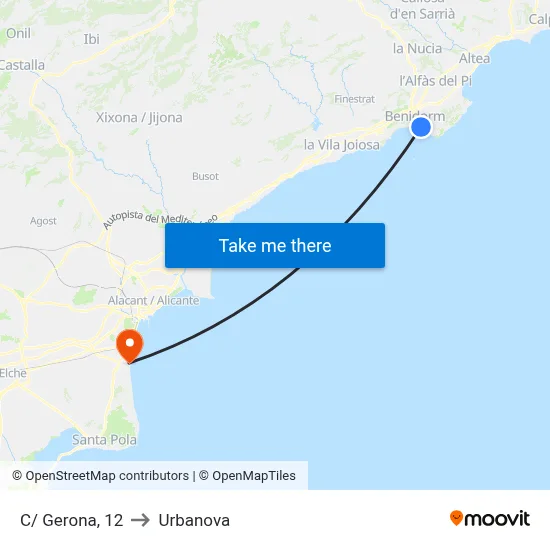 C/ Gerona, 12 to Urbanova map
