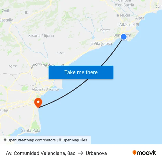 Av. Comunidad Valenciana, 8ac to Urbanova map