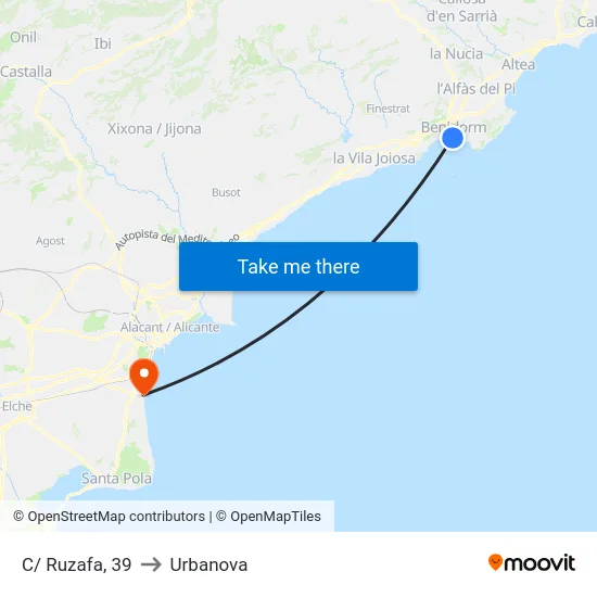 C/ Ruzafa, 39 to Urbanova map