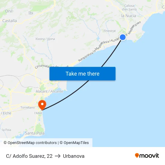 C/ Adolfo Suarez, 22 to Urbanova map