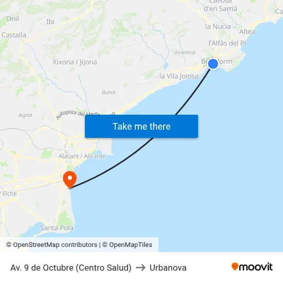 Av. 9 de Octubre (Centro Salud) to Urbanova map