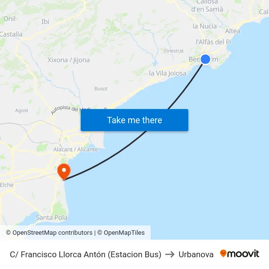 C/ Francisco Llorca Antón (Estacion Bus) to Urbanova map