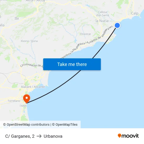 C/ Garganes, 2 to Urbanova map