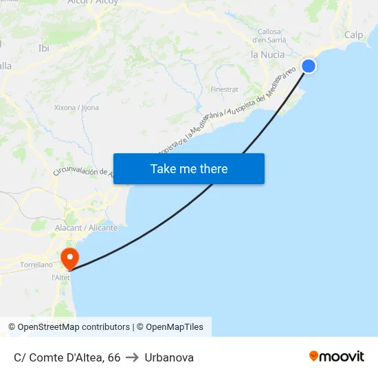 C/ Comte D'Altea, 66 to Urbanova map