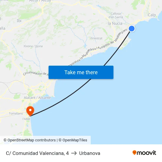 C/ Comunidad Valenciana, 4 to Urbanova map