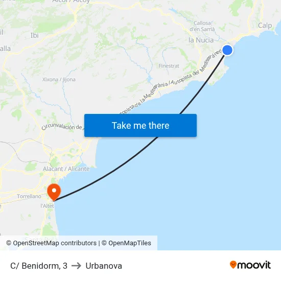 C/ Benidorm, 3 to Urbanova map