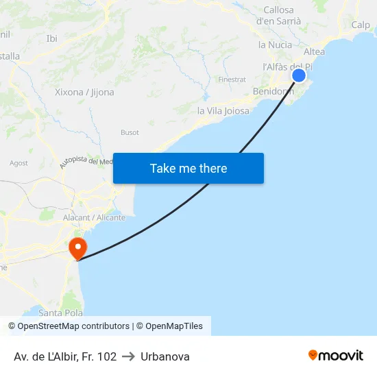 Av. de L'Albir, Fr. 102 to Urbanova map