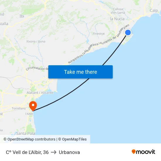 Cº Vell de L'Albir, 36 to Urbanova map