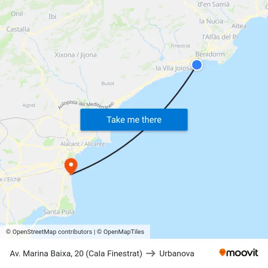 Av. Marina Baixa, 20 (Cala Finestrat) to Urbanova map