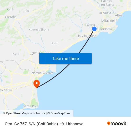 Ctra. Cv-767, S/N (Golf Bahia) to Urbanova map
