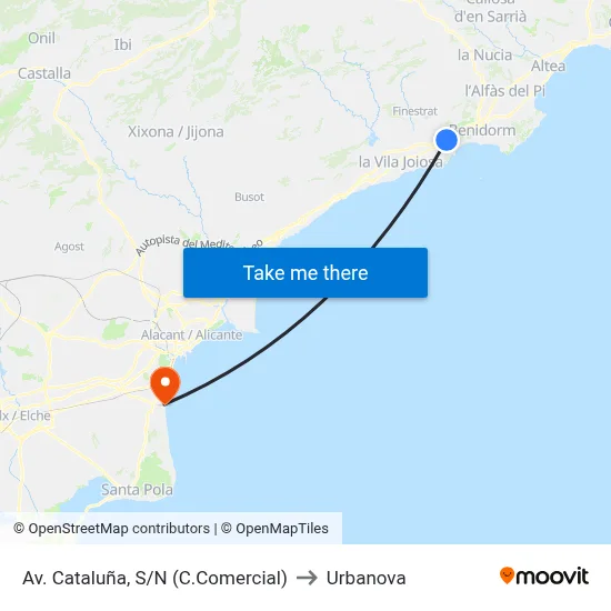 Av. Cataluña, S/N (C.Comercial) to Urbanova map