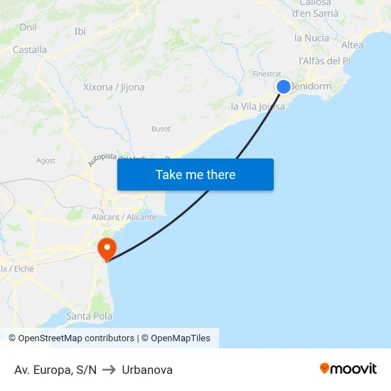 Av. Europa, S/N to Urbanova map