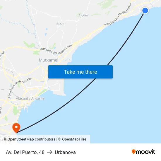 Av. Del Puerto, 48 to Urbanova map