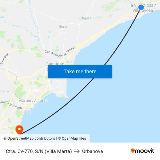 Ctra. Cv-770, S/N (Villa Marta) to Urbanova map